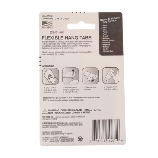 Glue dots • flexible hang tabs