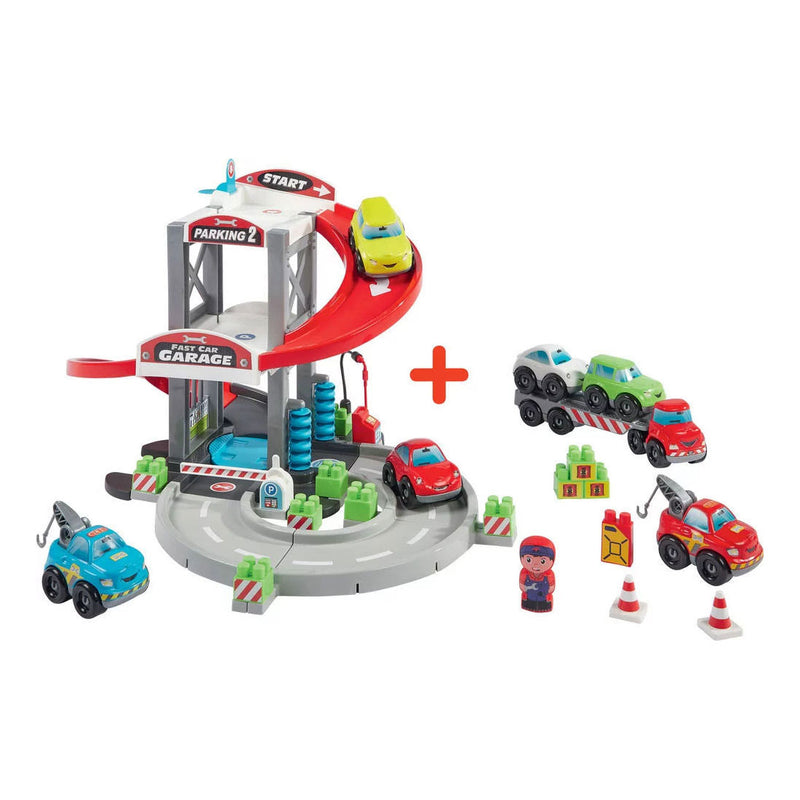 Load image into Gallery viewer, Abrick ecoiffier garage met transporter en auto's
