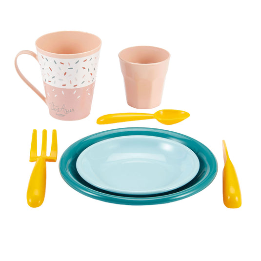 Ecoiffier vert azur picknick speelset met kartonnen picknickmand - 32dlg.