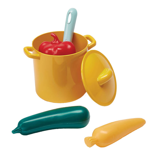 Ecoiffier speelset pannen en speeleten met kartonnen fornuis, 20dlg.