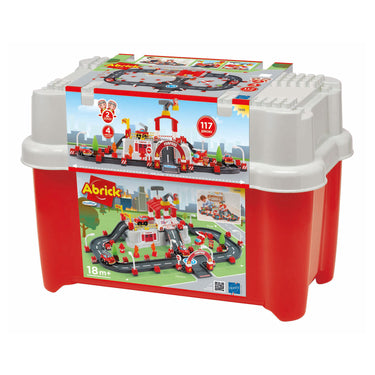 Écoiffier ecoiffier abrick bouwset - brandweer speelton met deksel als speelbasis - accessoires voor mini-stad - vanaf 18 mnd - 117 dlg.