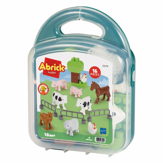 Ecoiffier abrick koffer met boerderijdieren - 16dlg.