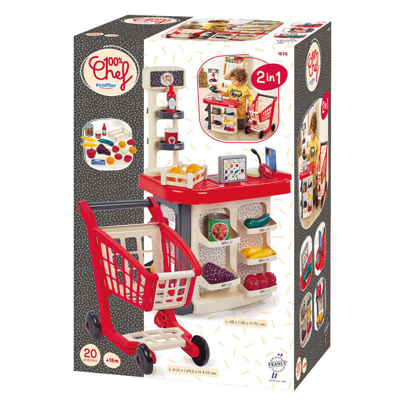 Load image into Gallery viewer, Ecoiffier 100% chef winkelbalie en winkelwagen - 20dlg.

