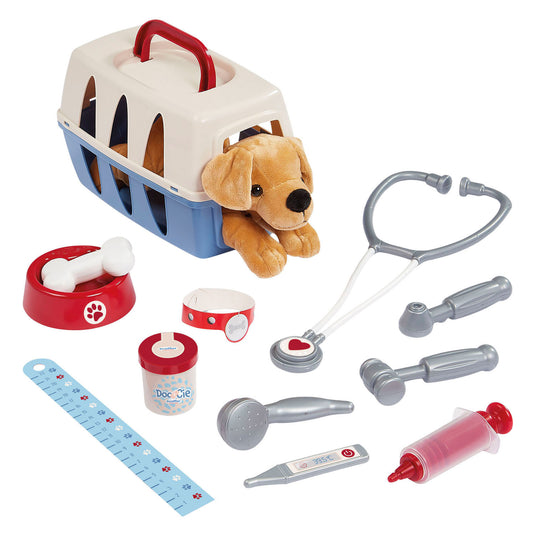 Ecoiffier doc cie dierenartsen trolley met hond - 14dlg.