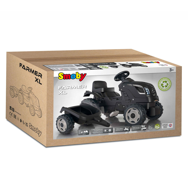 Load image into Gallery viewer, Smoby farmer xl traptractor met trailer zwart
