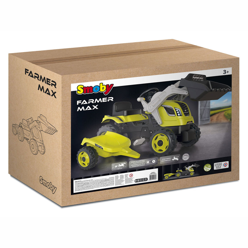 Load image into Gallery viewer, Smoby farmer max traptractor met trailer groen
