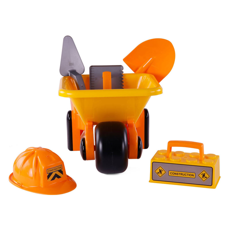 Load image into Gallery viewer, Cavallino kruiwagen geel met gereedschap en helm, 6dlg.
