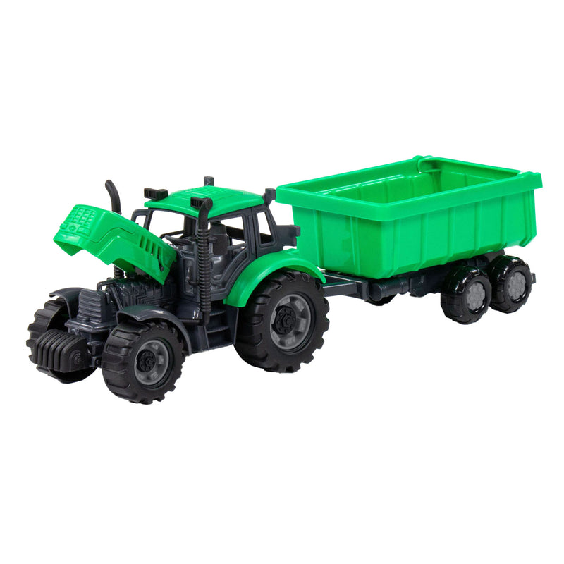 Load image into Gallery viewer, Cavallino tractor met kiepwagen aanhangwagen groen, schaal 1:32
