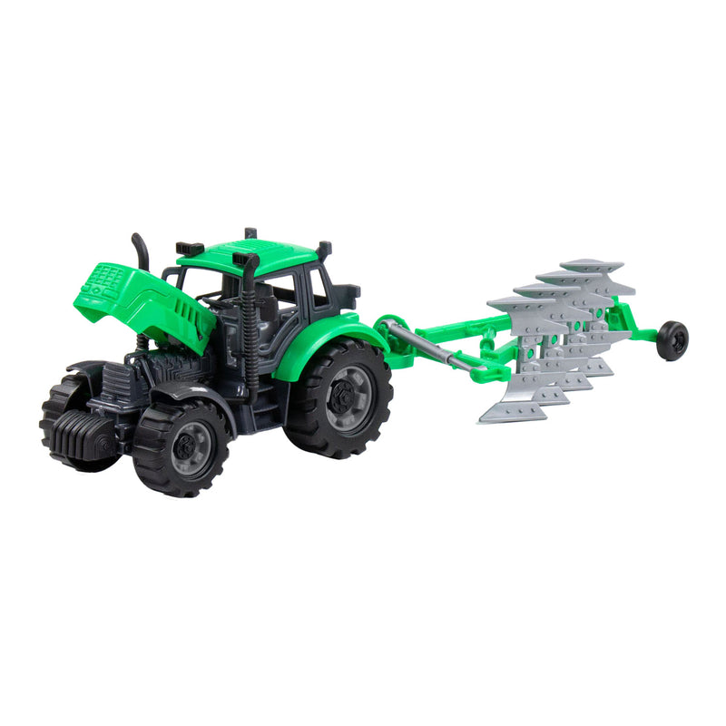 Load image into Gallery viewer, Cavallino tractor met ploeg groen, schaal 1:32
