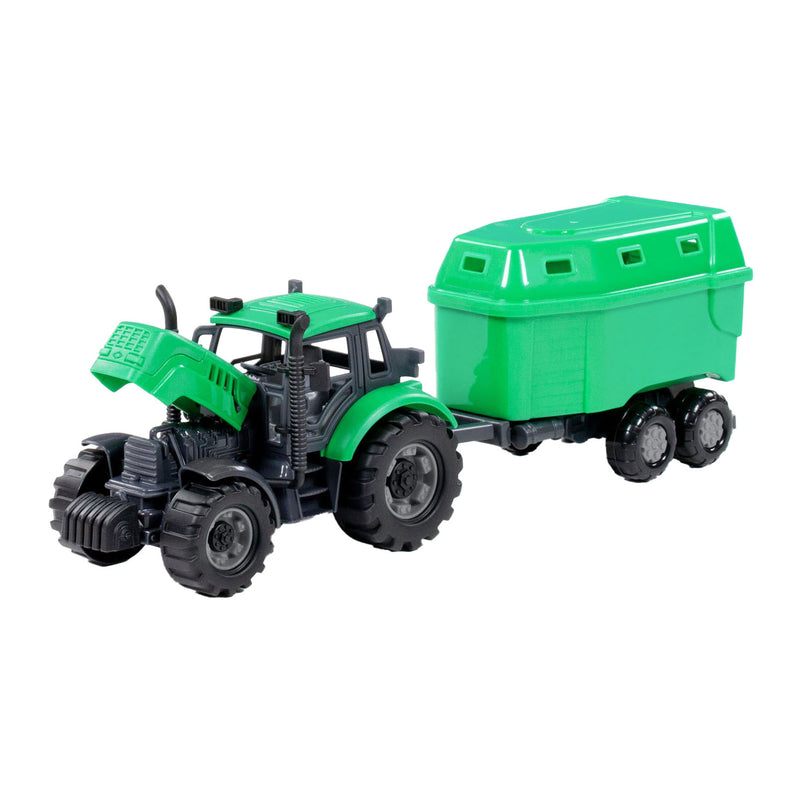 Load image into Gallery viewer, Cavallino tractor met paardentrailer groen, schaal 1:32
