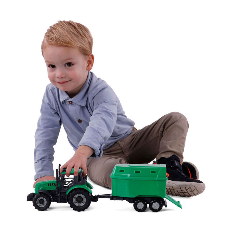 Load image into Gallery viewer, Cavallino tractor met paardentrailer groen, schaal 1:32
