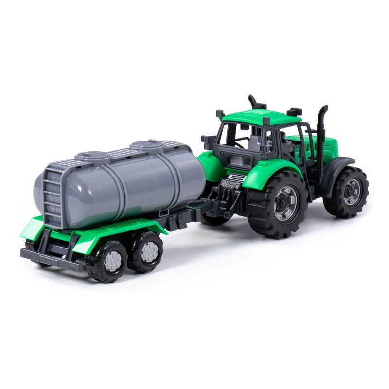 Load image into Gallery viewer, Cavallino tractor met tankwagen groen, schaal 1:32
