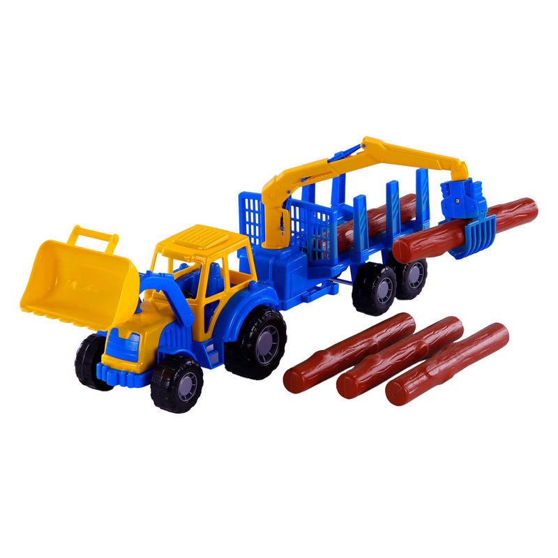 Load image into Gallery viewer, Cavallino junior tractor met kraan aanhangwagen en hout, 46cm
