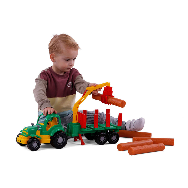Load image into Gallery viewer, Cavallino klassieke tractor met aanhangwagen en hout, 61cm
