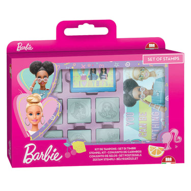 Mattel houten stempels, notitieboekje en viltstiften barbie - 12dlg.