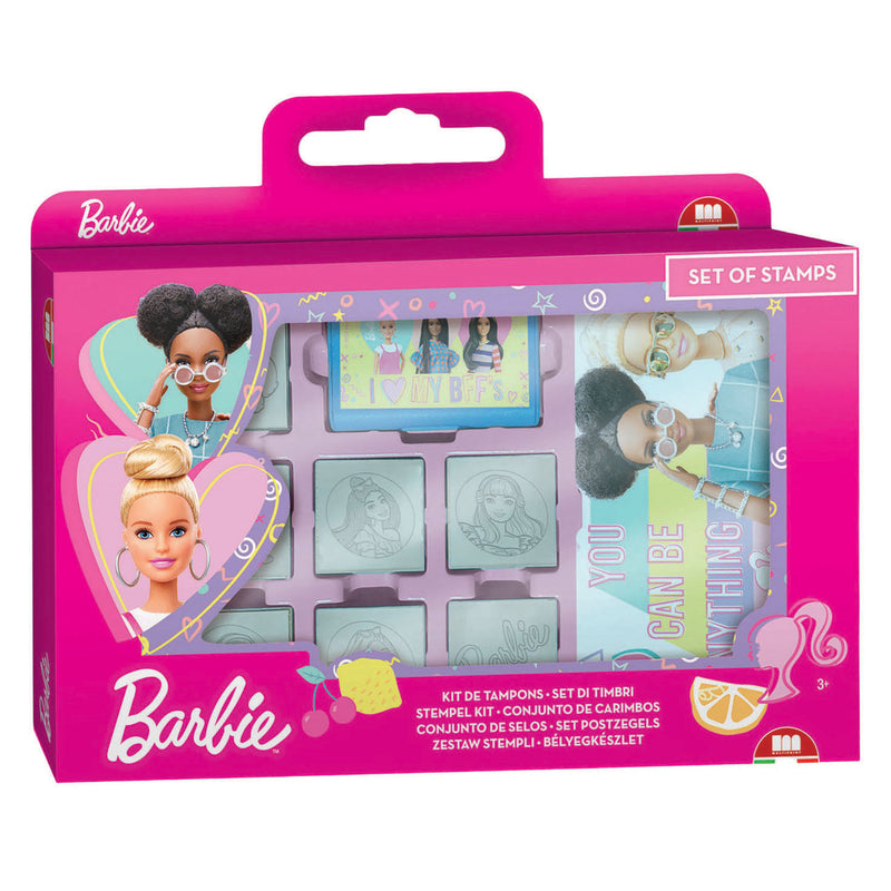 Load image into Gallery viewer, Mattel houten stempels, notitieboekje en viltstiften barbie - 12dlg.
