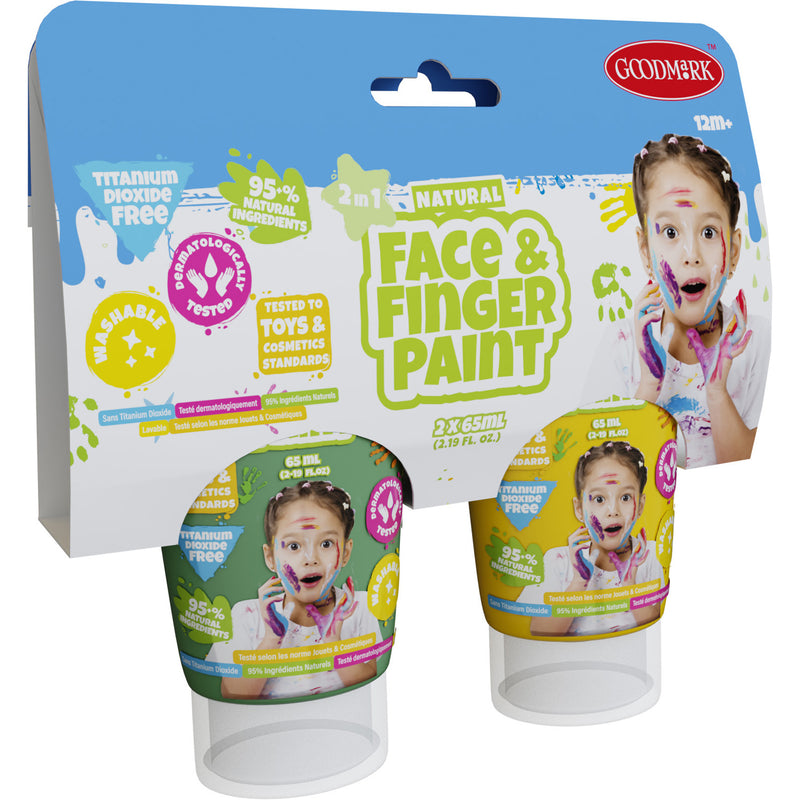 Load image into Gallery viewer, Natural face fingerpaint tube - groen en geel, 2x65ml
