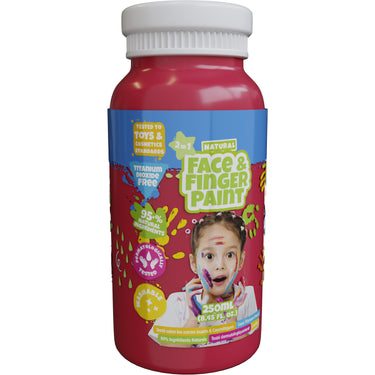 Natural face fingerpaint fles - rood, 250ml - schmink