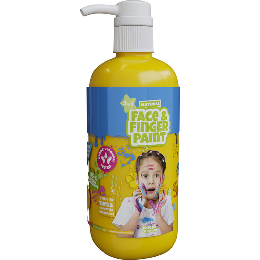 Natural face fingerpaint fles met pompje - geel, 1l - schmink