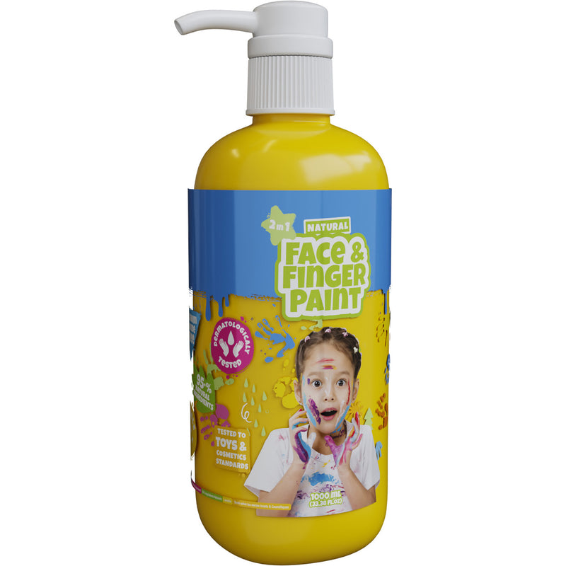Afbeelding laden in galerijviewer, Natural face fingerpaint fles met pompje - geel, 1l - schmink
