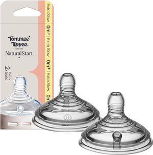 Tommee tippee natural start wide latch spenen - set van 2 extra slow flow flesspeen - 0m+
