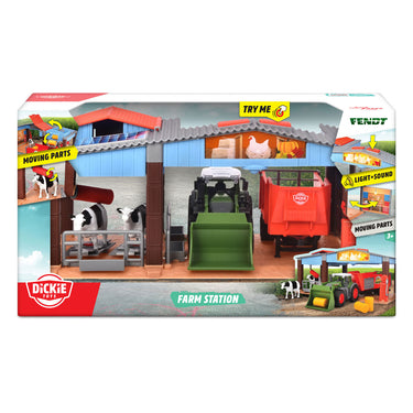 Dickie toys boerderij - tractor met trailer - 30cm - speelgoedboerderij