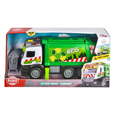Dickie toys action truck - vuilniswagen - 26 cm - licht en geluid - speelgoedvoertuig
