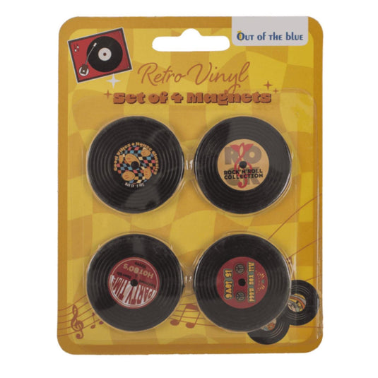 Ootb koelkastmagneten retro lp 4,2x4,2cm set van 4 stuks