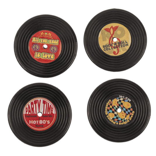 Ootb koelkastmagneten retro lp 4,2x4,2cm set van 4 stuks