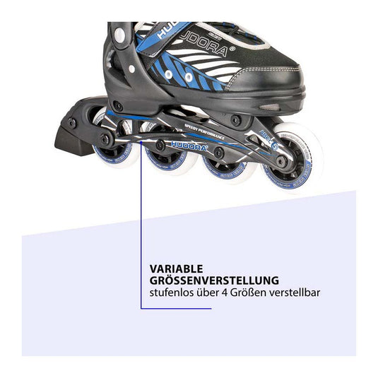 Hudora skeelers leon blauw zwart, maat 37-40