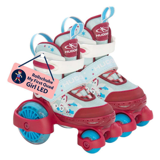 Hudora rolschaatsen my first quad led eenhoorn, maat 26-29