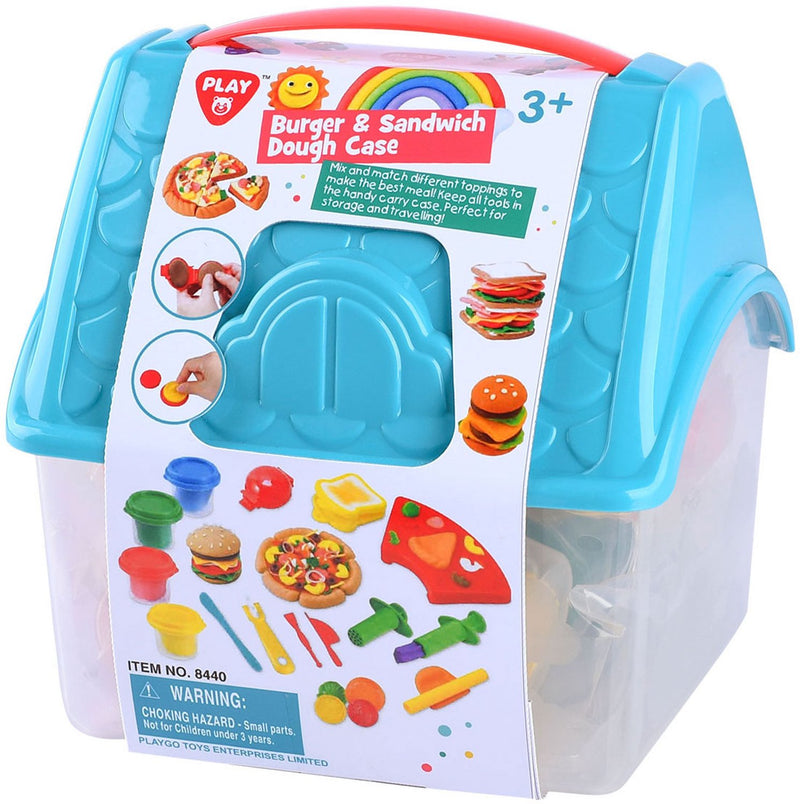 Load image into Gallery viewer, Play go hamburger en sandwich kleiset in opbergdoos - 4 kleipotjes
