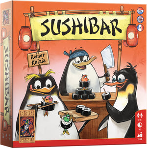 999games 999 games - sushibar - dobbelspel - nieuwe versie van geharrewar in de sushibar - familiespel - spelregels in nl, en en fr