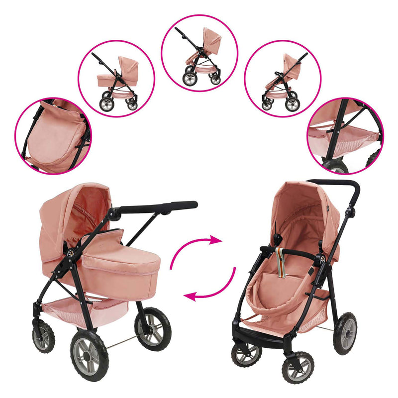 Afbeelding laden in galerijviewer, 2-in-1 poppenwagen - roze
