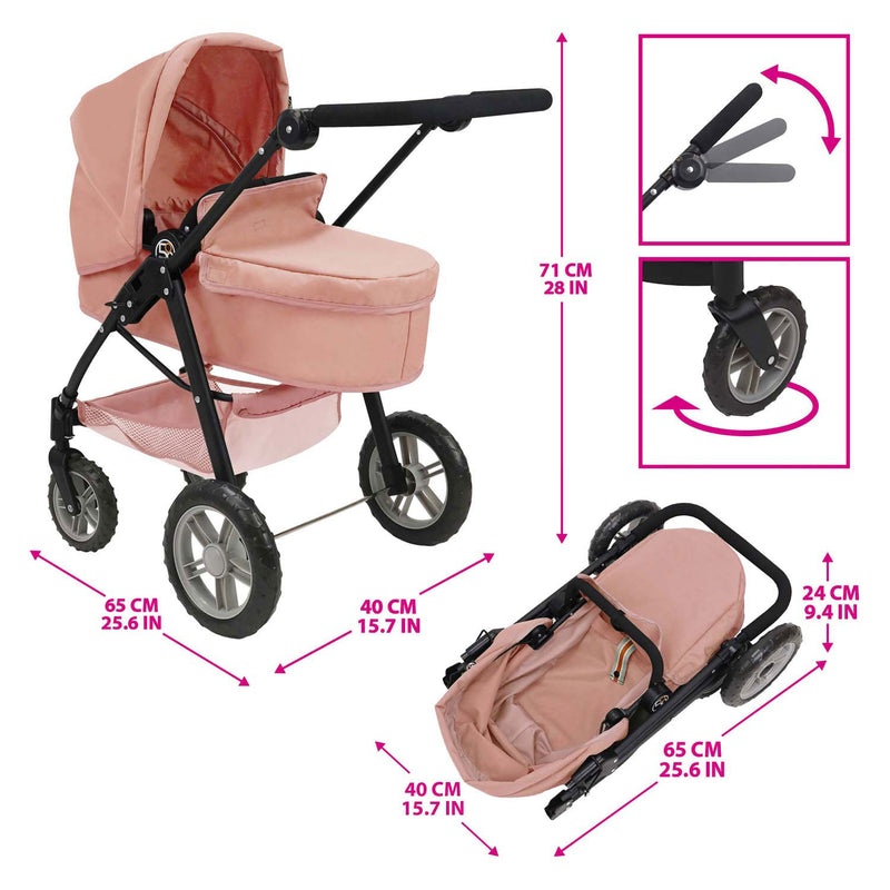 Afbeelding laden in galerijviewer, 2-in-1 poppenwagen - roze

