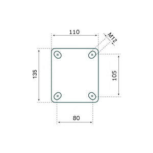 Tarsus zwenkwiel 150 mm. tpr extra stil