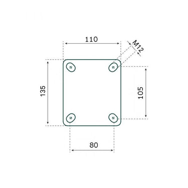 Tarsus zwenkwiel 150 mm. tpr extra stil