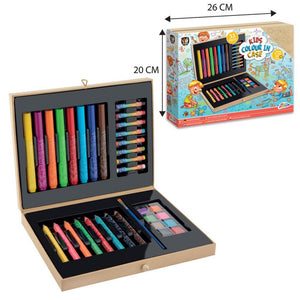 Grafix kleurkoffer voor kinderen | 33-delig | creativiteitsdoos voor kinderen | kleuren | schminken | tekenen | knutselen |