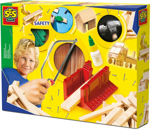 Ses creative timmerset luxe met zaag, hamer en verstekbak - voor jongens vanaf 5 jaar - timmerset kinderen - schoencadeautjes sinterklaas