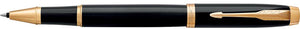 Parker im-rollerballpen | zwarte lak met gouden afwerking | fijne penpunt | zwarte inkt | geschenkverpakking