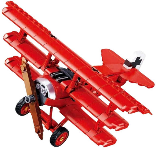 Sluban modelbricks fokker dr‑1s vliegtuig bouwspeelgoed kinderen vanaf 8 jaar – constructiespeelgoed modelbouw – bouwdoos met 281 bouwstenen – m38-b1292