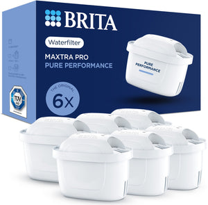 Brita waterfilterpatroon maxtra pro pure performance - 6 stuks - originele waterfilter voor waterfilterkannen - filtert onzuiverheden zoals herbiciden, pfas, chloor, kalk en metalen