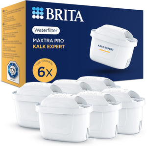 Brita waterfilterpatroon maxtra pro kalk expert - 6 stuks - originele waterfilter voor alle kannen voor bescherming van apparaten bij hard water - filtert o.a. kalk, onzuiverheden, chloor en metalen