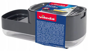 Vileda easy kitchen - zeepdispenser - 23x10,2x8,9 cm - met sponshouder - grijs