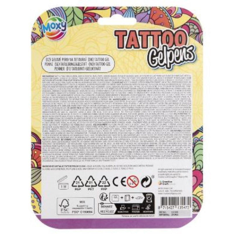 Load image into Gallery viewer, Moxy tattoo gelpennen metallic met sjabloon set a 4
