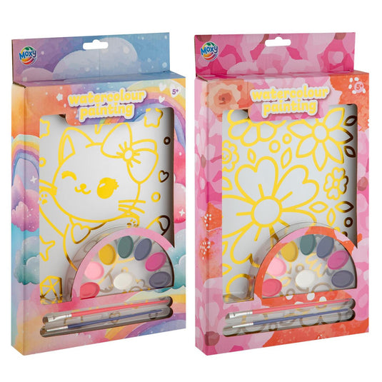 Moxy waterverf schilder set - inclusief 2 kwasten