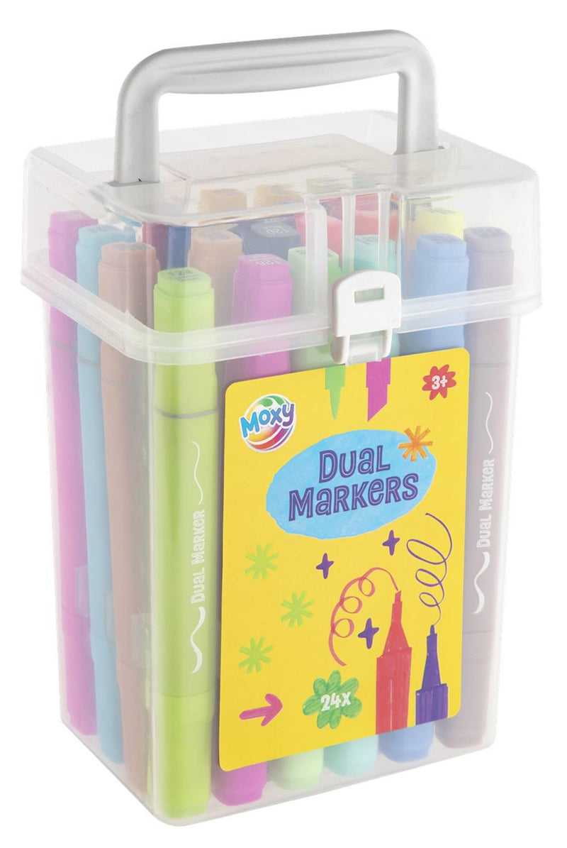 Load image into Gallery viewer, Moxy dual markers fluor 24 stuks in transparante box
