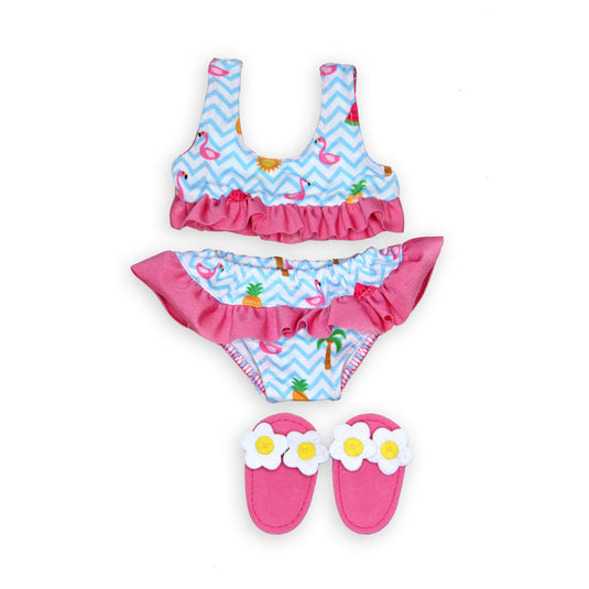 Heless poppen bikini met slippers flamingo, 28-35 cm