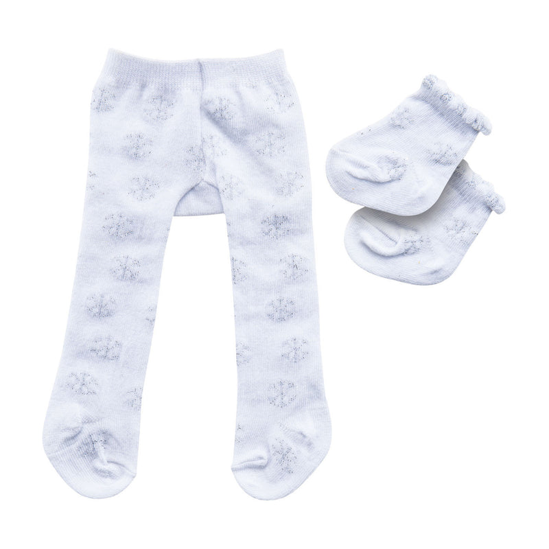 Load image into Gallery viewer, Heless poppenmaillot met sokken - sneeuwvlokken, 28-35 cm
