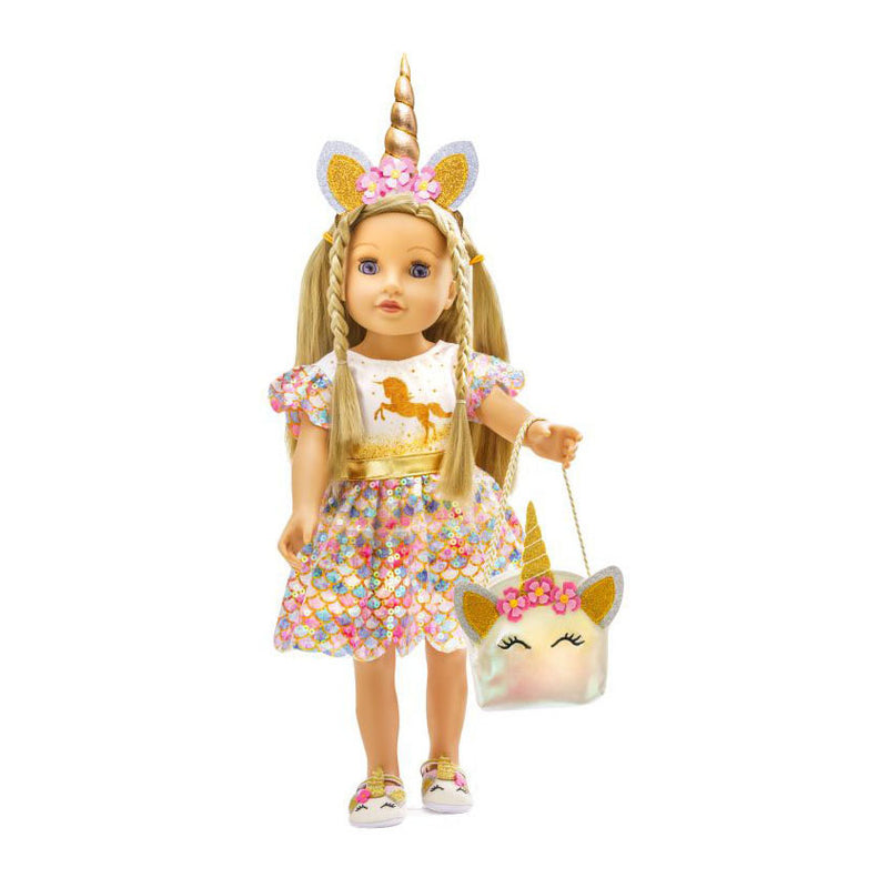 Load image into Gallery viewer, Heless poppen accessoires glitter eenhoorn set, 38-45 cm
